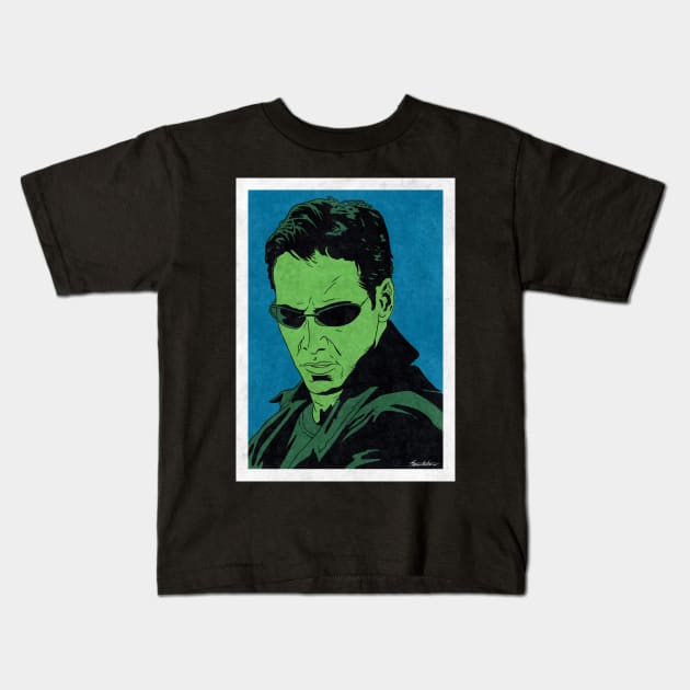 NEO - The Matrix (Pop Art) Kids T-Shirt by Famous Weirdos